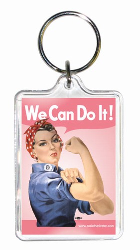 We Can Do It! Pink Rosie the Riveter Key Tag